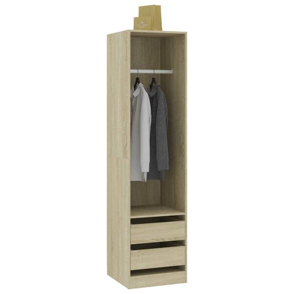 vidaXL Garderobe med skuffer sonoma eik 50x50x200 cm konstruert tre