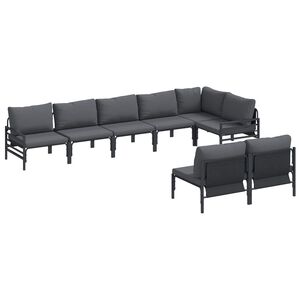 vidaXL Hagesofa Set med pute 8 pcs Svart St&aring;l