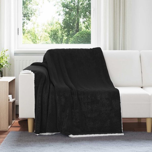 vidaXL Kastteppe Svart 150 x 200 cm Fleece