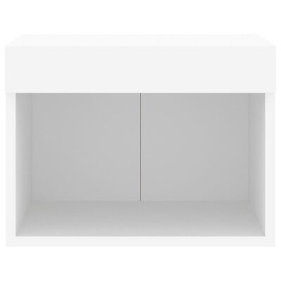vidaXL Veggmontert nattbord med LED-lys 2 stk hvit