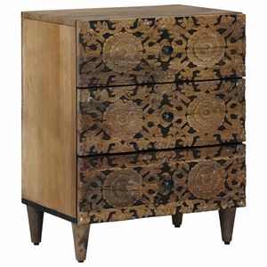 vidaXL Sengekabinett med skuff Brun 50 x 33 x 60 cm Massiv mango tre