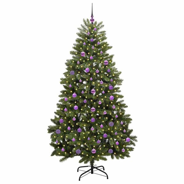 vidaXL Kunstig juletre med 300 LED gr&oslash;nn 210 cm PVC og metall