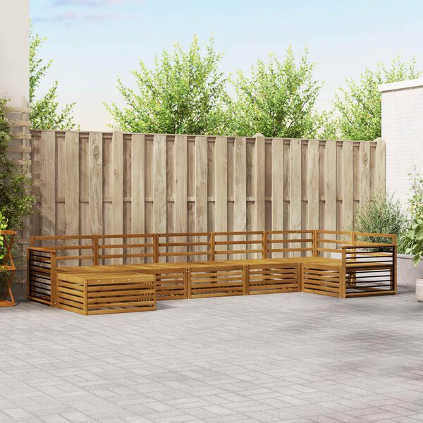 vidaXL Sofasett 7 pcs Naturlig Solid akasietre