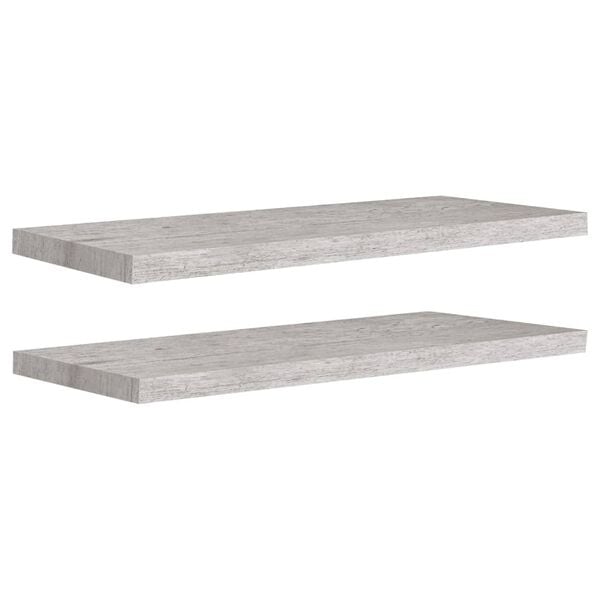 vidaXL Flytende vegghyller 2 stk betonggrå 80x23,5x3,8 cm MDF