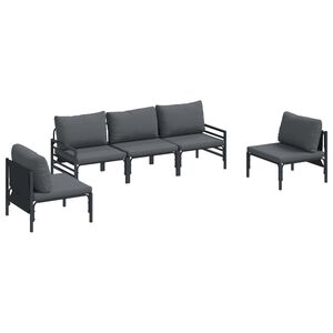 vidaXL Hagesofa Set 5 stk. Svart St&aring;l