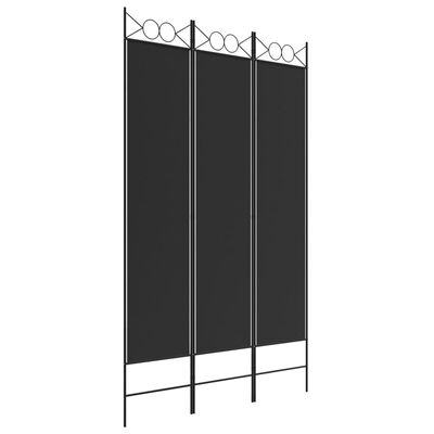 vidaXL Romdeler 3 paneler svart 120x200 cm stoff