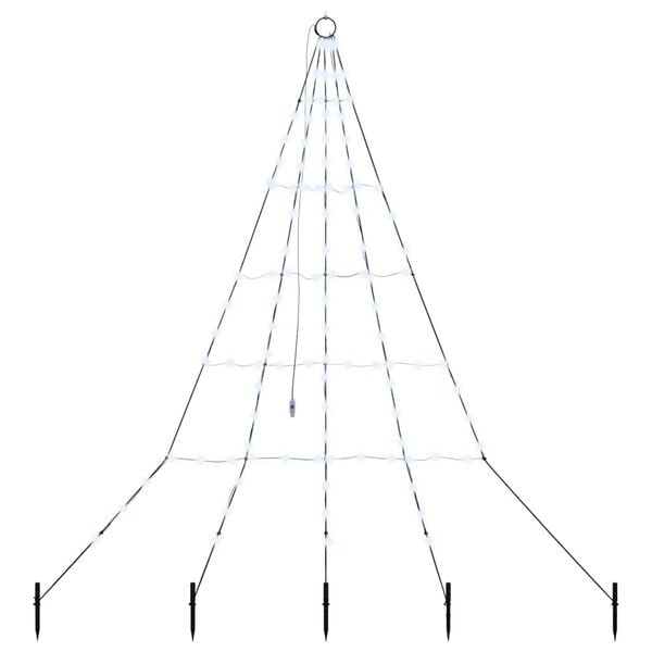 vidaXL LED Juletre med Bakkepler med 112 LED Kaldhvit 180 cm Metall