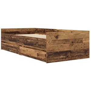 vidaXL Sengestamme med skuff Gamle tre 100 x 200 cm Massiv furu