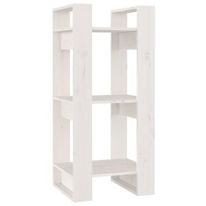 vidaXL Bokhylle/romdeler hvit 41x35x91 cm heltre furu