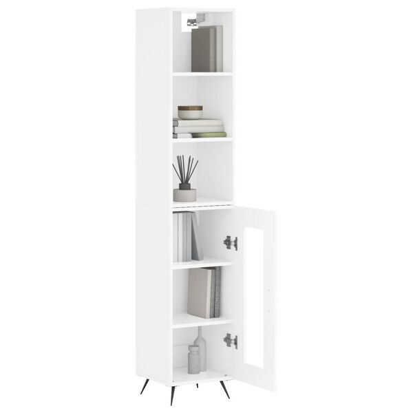 vidaXL Highboard h&oslash;yglans hvit 34,5x34x180 cm konstruert tre