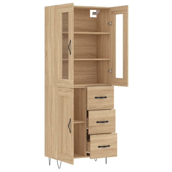 vidaXL Highboard sonoma eik 69,5x34x180 cm konstruert tre