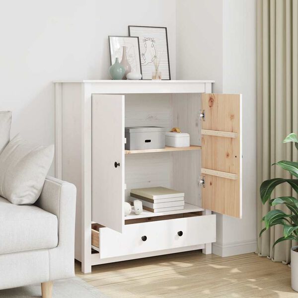 vidaXL Highboard hvit 83x41,5x100 cm heltre furu