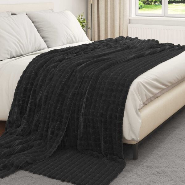 vidaXL Kastepledd 6 pcs Svart 240 x 220 cm Fleece