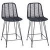vidaXL Barstol 2 pcs Svart 44,5 x 54,5 x 97,5 cm Rattan og Jern