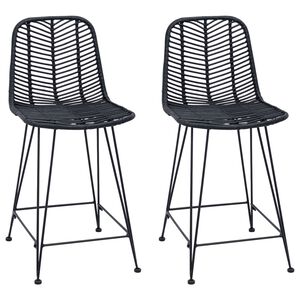 vidaXL Barstol 2 pcs Svart 44,5 x 54,5 x 97,5 cm Rattan og Jern