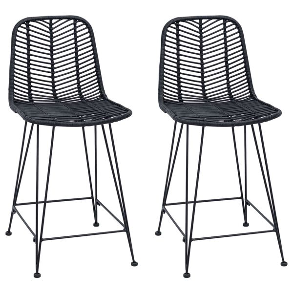 vidaXL Barstol 2 pcs Svart 44,5 x 54,5 x 97,5 cm Rattan og Jern