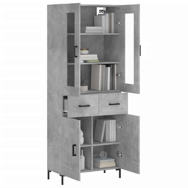 vidaXL Highboard betonggr&aring; 69,5x34x180 cm konstruert tre