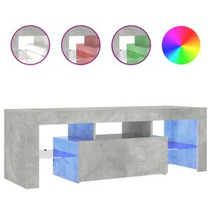 vidaXL TV-benk med LED-lys betonggr&aring; 120x35x40 cm