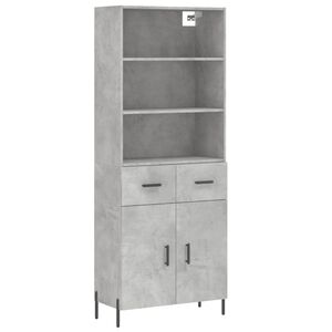 vidaXL Highboard betonggr&aring; 69,5x34x180 cm konstruert tre