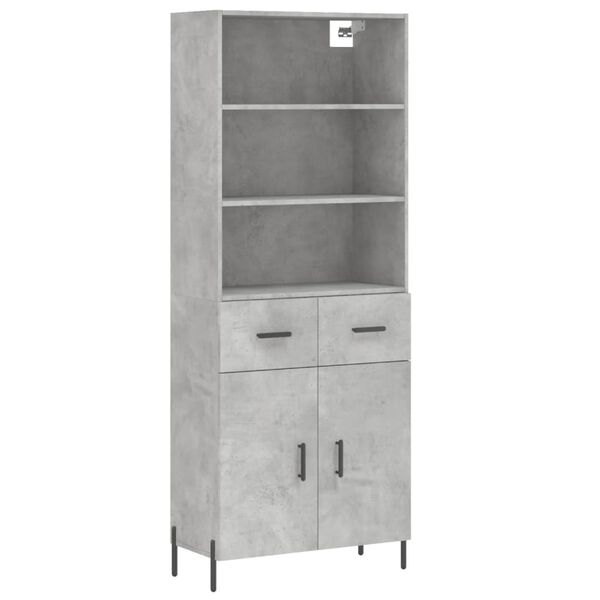 vidaXL Highboard betonggrå 69,5x34x180 cm konstruert tre