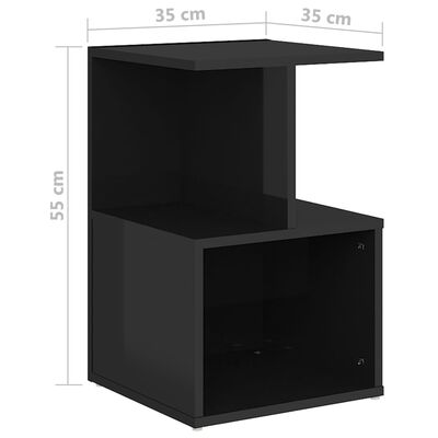vidaXL Nattbord 2 stk høyglans svart 35x35x55 cm sponplate