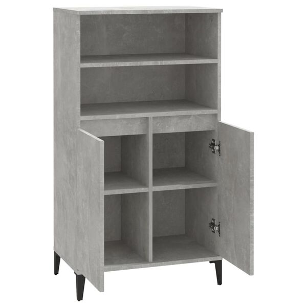 vidaXL Highboard betonggrå 60x36x110 cm konstruert tre