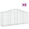 vidaXL Gabionkurver buede 8 stk 200x30x80/100 cm galvanisert jern