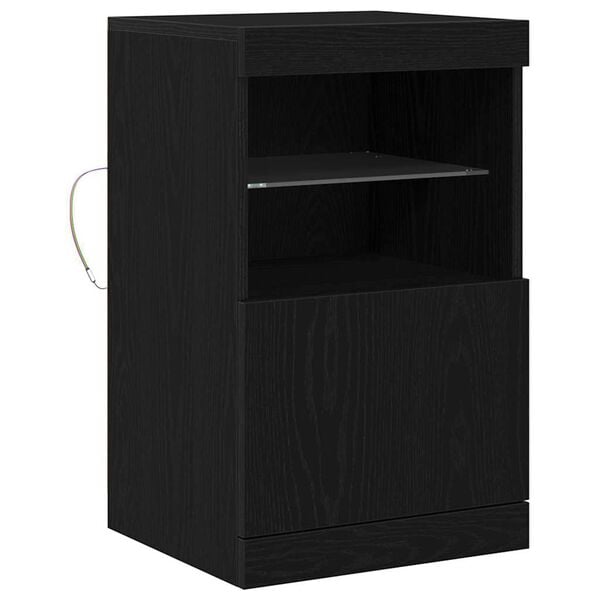vidaXL LED sideboard Svart Eik 41 x 37 x 67 cm Konstruert tre