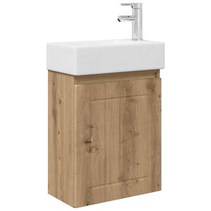vidaXL Badev&aelig;relses enhet med kran Artisan eik 45,5 x 25,5 x 84 cm