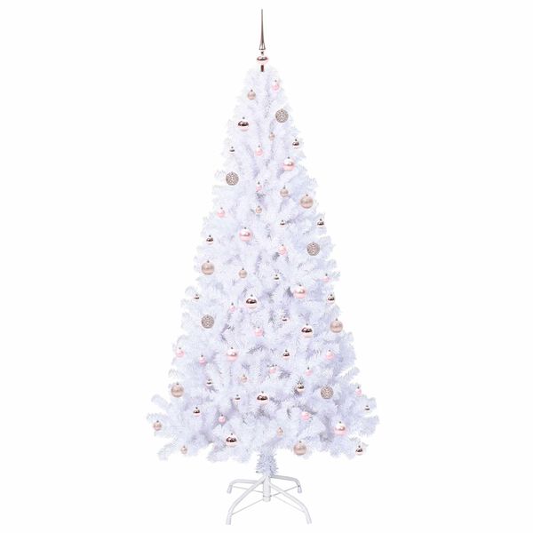 vidaXL Kunstig juletre med 300 LED med stativ Hvit 210 cm PVC og st&aring;l