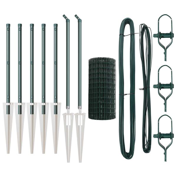 vidaXL Gjerde med stolpe gr&oslash;nn 0,8 x 10 m St&aring;l