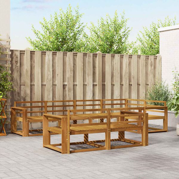 vidaXL Utend&oslash;rs sofa-sett 7 pcs Naturlig Solid akasietre