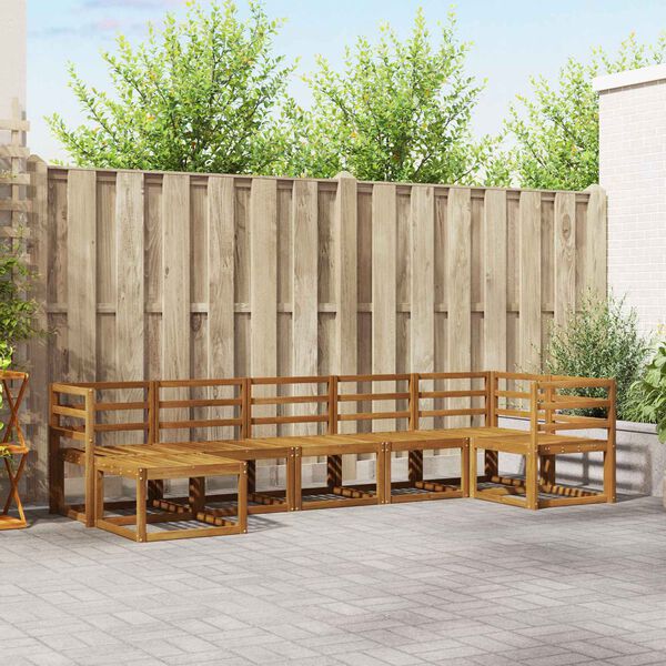 vidaXL Utend&oslash;rs sofa-sett 7 pcs Naturlig Solid akasietre