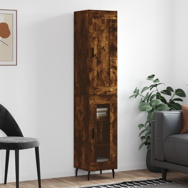 vidaXL Highboard r&oslash;kt eik 34,5x34x180 cm konstruert tre