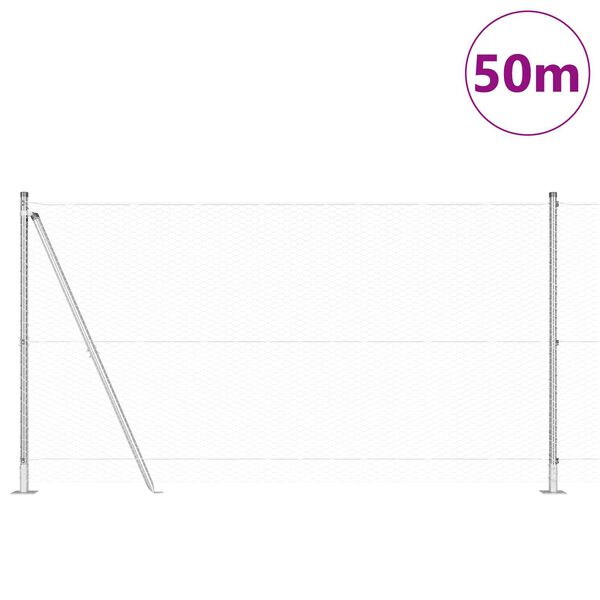 vidaXL Gjerdep&aring;le s&oslash;lv 50 x 1,2 m (25 mm mesh) St&aring;l