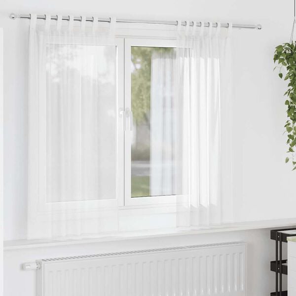 vidaXL Voilegardiner med hemper 2 stk hvit 140x175 cm