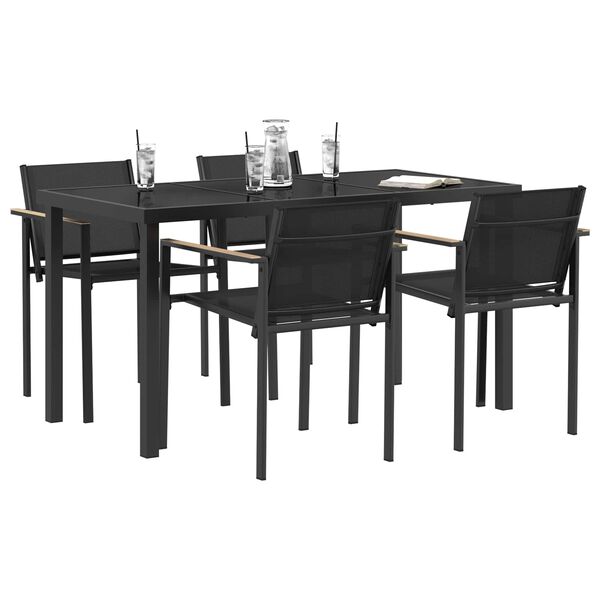 vidaXL Utem&oslash;belsett 5 pcs Svart og Anthracite 140 x 70 x 73 cm