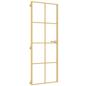 vidaXL Innerd&oslash;r slank gull 76x201,5 cm herdet glass og aluminium