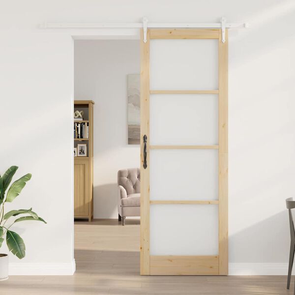 vidaXL Skyved&oslash;r Naturlig 83 x 232 cm Massivt furutre og glass