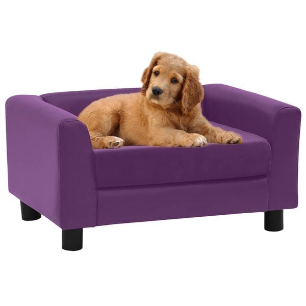 vidaXL Hundesofa med skumpute burgunder 60x43x30 cm plysj og kunstl&aelig;r
