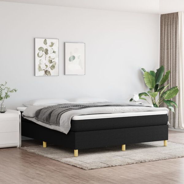 vidaXL Boxspring-sengeramme boksfj&aelig;r svart 180x200 cm Super King stoff