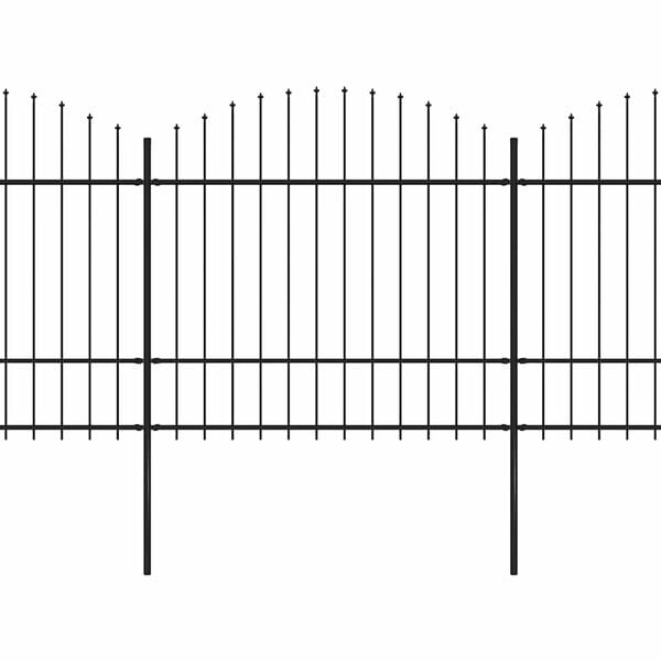 vidaXL Hagegjerde med spydtopp st&aring;l 359x175 cm svart