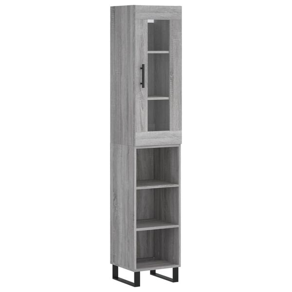 vidaXL Highboard gr&aring; sonoma 34,5x34x180 cm konstruert tre