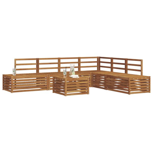 vidaXL Utend&oslash;rs sofa-sett 7 Stk Naturlig Solid akasietre