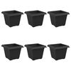 vidaXL Firkantet Blomsterpotte 6 pcs Svart 20 x 20 x 16 cm Plast
