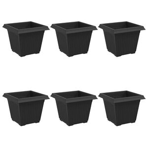vidaXL Firkantet Blomsterpotte 6 pcs Svart 20 x 20 x 16 cm Plast