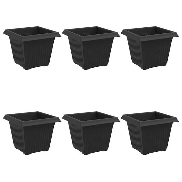 vidaXL Firkantet Blomsterpotte 6 pcs Svart 20 x 20 x 16 cm Plast