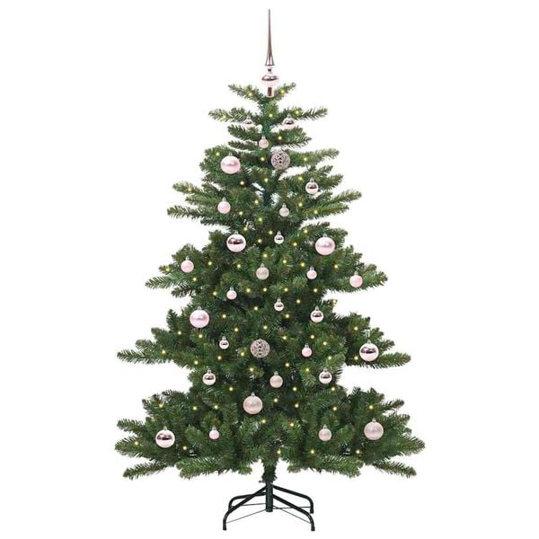 vidaXL Kunstig sammensatt juletre med 150 LED gr&oslash;nn 150 cm PVC og st&aring;l