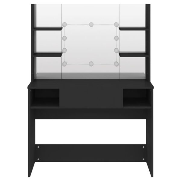 vidaXL Sminkebord med LED-lys 100x40x135 cm MDF svart