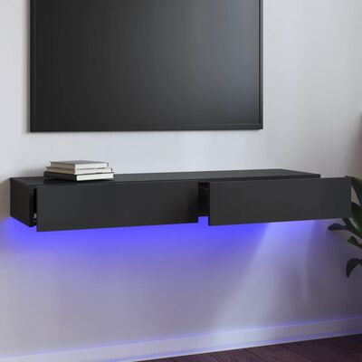 vidaXL TV-benk med LED-lys høyglans grå 120x35x15,5 cm